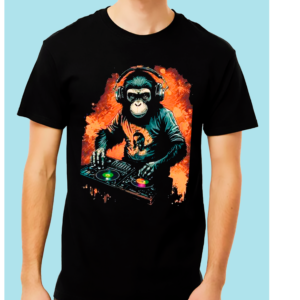 HOMBRE AZUL DJ Playera Negra 100% Algodón de Alta Calidad e impresionante estampado.