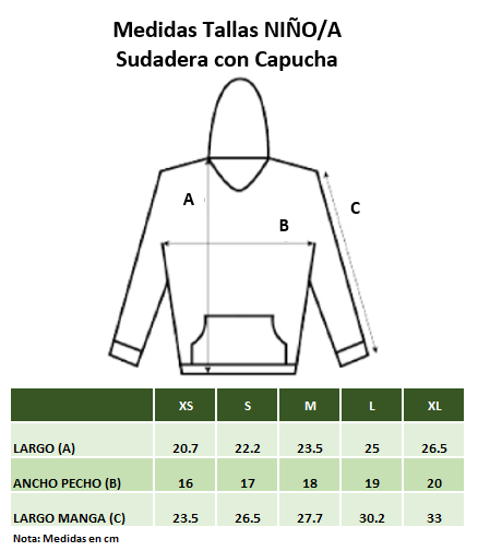 Sudadera Unisex en Tallas Junior de alta calidad, afelpada con capucha, Varios colores.