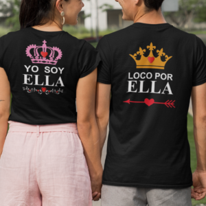 Este Día de San Valentín, luce increíble con nuestras juegos de playeras para Él y Ella con exclusivos y elegantes estampados que pueden ir en la espalda o pecho.