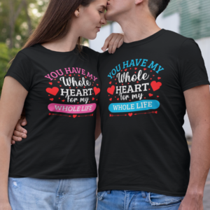 Este Día de San Valentín, luce increíble con nuestras juegos de playeras para Él y Ella con exclusivos y elegantes estampados que pueden ir en la espalda o pecho.