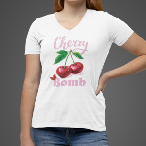 Playera Dama 100% Algodón de Alta Calidad, Cuello Redondo y Cuello "V", en colores Blanco y Negro con impresionante estampado.