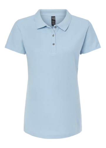 AZUL CIELO Playera Dama Mod. 7600, tipo POLO, Tallas ADULTO, con impresión frontal ó trasera con logo frontal.