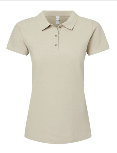 BEIGE Playera Dama Mod. 7600, tipo POLO, Tallas ADULTO, con impresión frontal ó trasera con logo frontal.