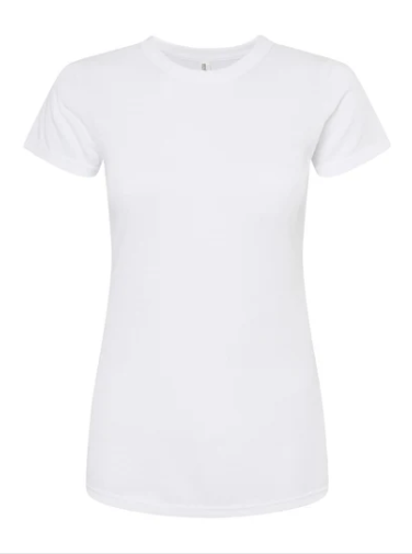 BLANCO Playera Dama Mod. 3540, 65% Poliester y 35% Algodón, Tallas ADULTO, con impresión frontal ó trasera con logo frontal.