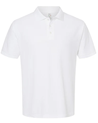 BLANCO Playera Hombre Mod. 7006, tipo POLO, 50% Poliester-50% Algodón,Tallas ADULTO, con impresión frontal ó trasera con logo frontal.