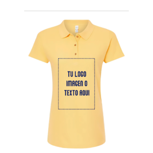 Playera Dama Mod. 7600, tipo POLO, Tallas ADULTO, con impresión frontal ó trasera con logo frontal.