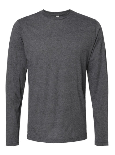 GRIS CARBON JASPEADO Playera Mod. 3520, Manga Larga, Ultra Ligera 65% Poliester y 35% Algodón, Tallas ADULTO, con impresión frontal o trasero (con logo frontal).