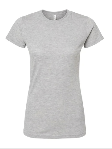 GRIS JASPEADO Playera Dama Mod. 3540, 65% Poliester y 35% Algodón, Tallas ADULTO, con impresión frontal ó trasera con logo frontal.