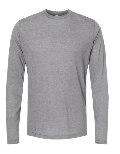 GRIS JASPEADO Playera Mod. 3520, Manga Larga, Ultra Ligera 65% Poliester y 35% Algodón, Tallas ADULTO, con impresión frontal o trasero (con logo frontal).