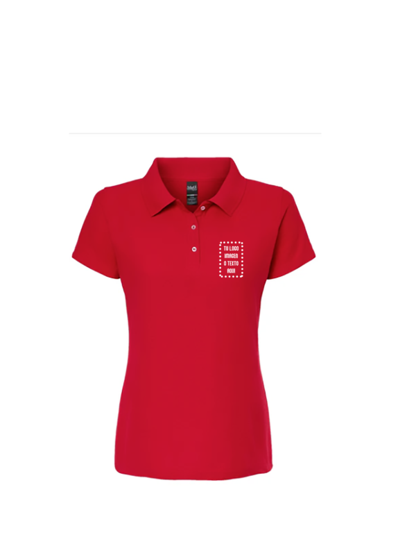Playera Dama Mod. 7007, tipo POLO, Tallas ADULTO, con impresión frontal ó trasera con logo frontal.