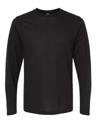 NEGRO SOLIDO Playera Mod. 3520, Manga Larga, Ultra Ligera 65% Poliester y 35% Algodón, Tallas ADULTO, con impresión frontal o trasero (con logo frontal).