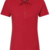 ROJO BRILLANTE Playera Dama Mod. 7600, tipo POLO, Tallas ADULTO, con impresión frontal ó trasera con logo frontal.