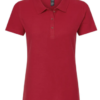 ROJO CARDENAL Playera Dama Mod. 7600, tipo POLO, Tallas ADULTO, con impresión frontal ó trasera con logo frontal.