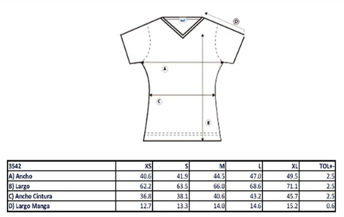 Playera Dama Mod. 3542, 65% Poliester 35% Algodón, Ultra Ligera,Tallas ADULTO, con impresión frontal ó trasera con logo frontal.