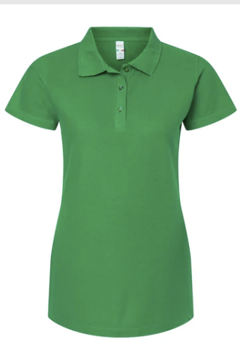 VERDE BANDERA Playera Dama Mod. 7600, tipo POLO, Tallas ADULTO, con impresión frontal ó trasera con logo frontal.