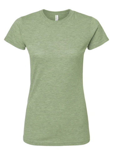 VERDE JASPEADO Playera Dama Mod. 3540, 65% Poliester y 35% Algodón, Tallas ADULTO, con impresión frontal ó trasera con logo frontal.