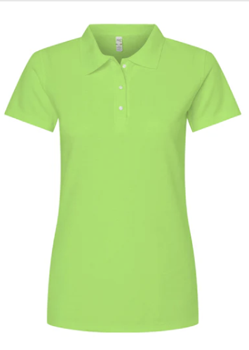 Playera Dama Mod. 7007, tipo POLO, Tallas ADULTO, con impresión frontal ó trasera con logo frontal.