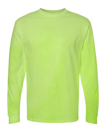 VERDE SEGURIDAD Playera Mod. 4820, Manga Larga, 100% Algodón, Tallas ADULTO, con impresión frontal o trasero (con logo frontal).