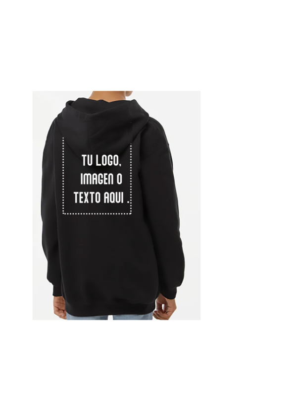 Sudadera Cerrada, UNISEX, Tallas Junior, con impresión frontal o Trasero con logo frontal.
